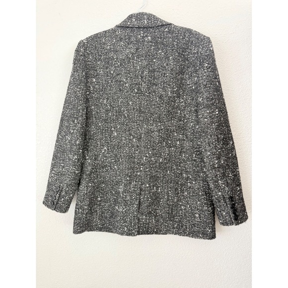Amour Vert Tweed Herringbone Blazer Jacket Black Women's Sz Med - Picture 4 of 11
